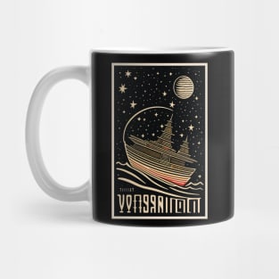 flying ship in outer space moonlight Mug